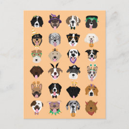 Postal Caras de perro de Halloween