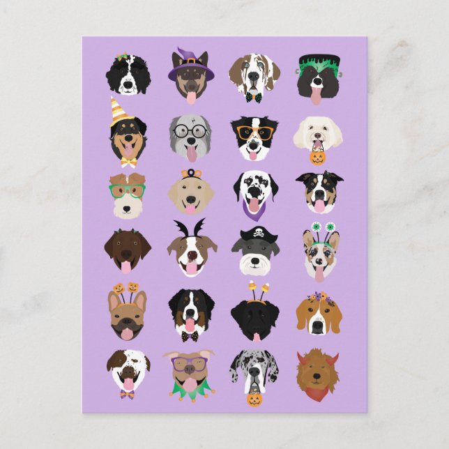 Postal Caras de perro de Halloween (Anverso)