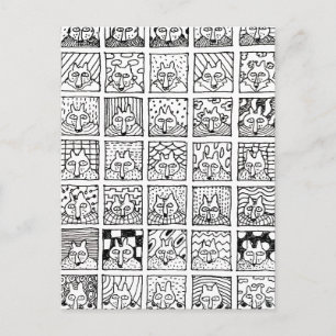Postal Caras de zorros de dibujos animados cuadrados Dibu