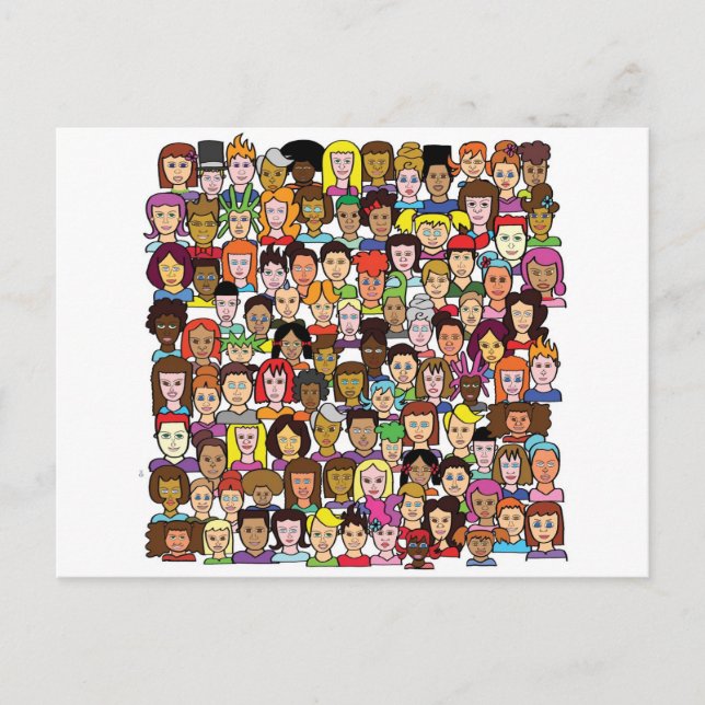 Postal Caras hermosas (Anverso)