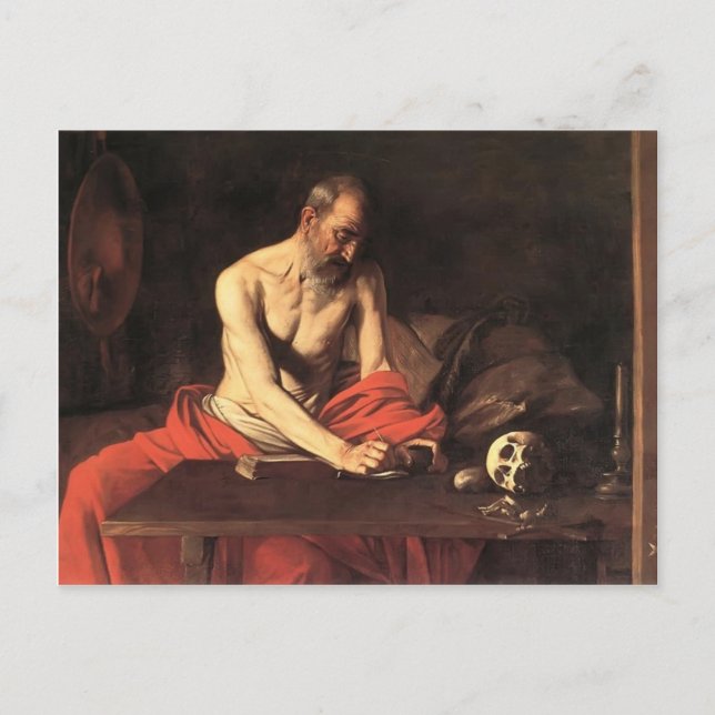 Postal Caravaggio- Escritura de Saint Jerome (Anverso)