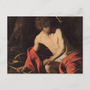 Postal Caravaggio Juan en el salvaje Juan Bautista