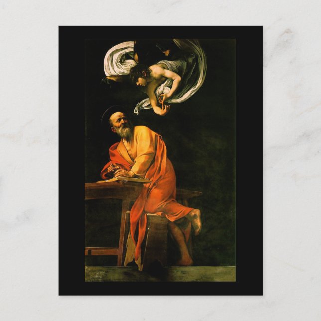 Postal Caravaggio la inspiración de St Matthew (Anverso)