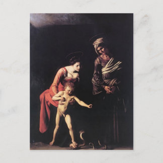 Postal Caravaggio- Madonna y niño con Santa Ana
