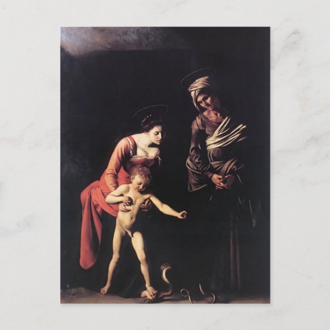 Postal Caravaggio- Madonna y niño con Santa Ana (Anverso)