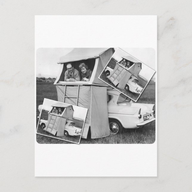 Postal Caravana de camping de coches de época (Anverso)