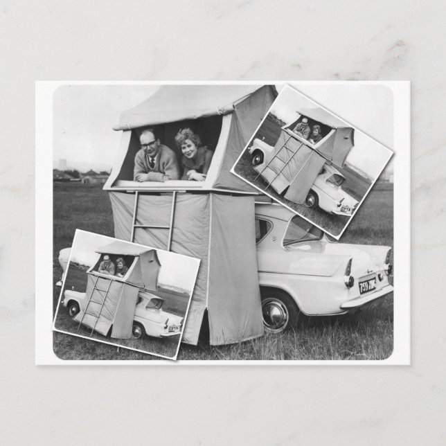 Postal Caravana de camping de coches de época (Anverso)
