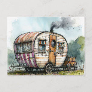 Postal Caravana Excéntrica y Desgastada por el Clima Esti