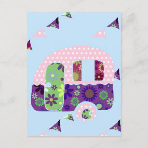 Postal Caravana vintage retro camper shabbychic