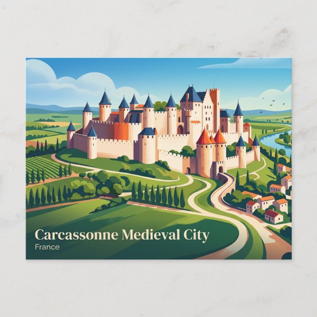 Postal Carcassonne Ciudad Medieval Francia (Anverso)