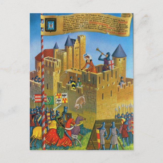 Postal Carcassonne medieval de Francia Vintage (Anverso)