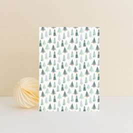 Postal Card (10,8 x 14,2 cm) - Christmas Trees Pattern