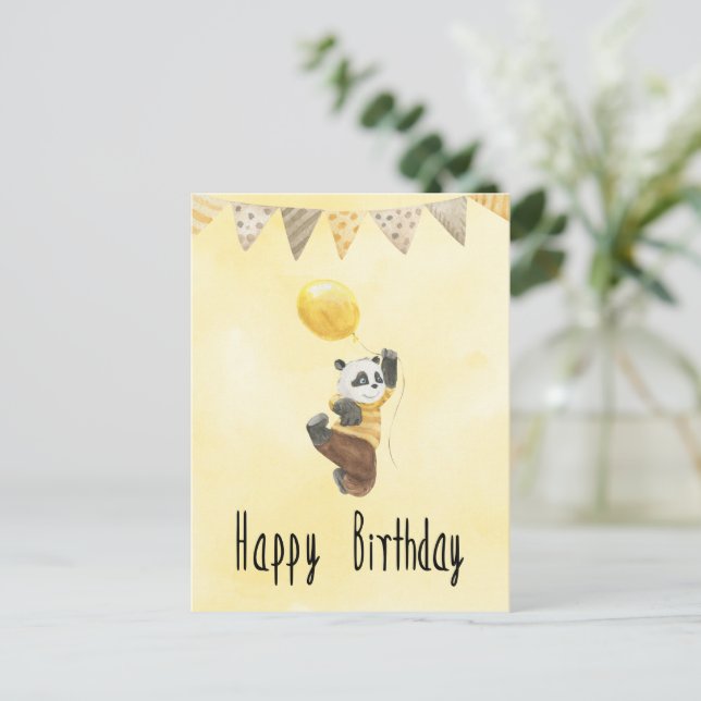 Postal Card (10,8 x 14,2 cm) - Little Panda With Balloon (Anverso de pie)