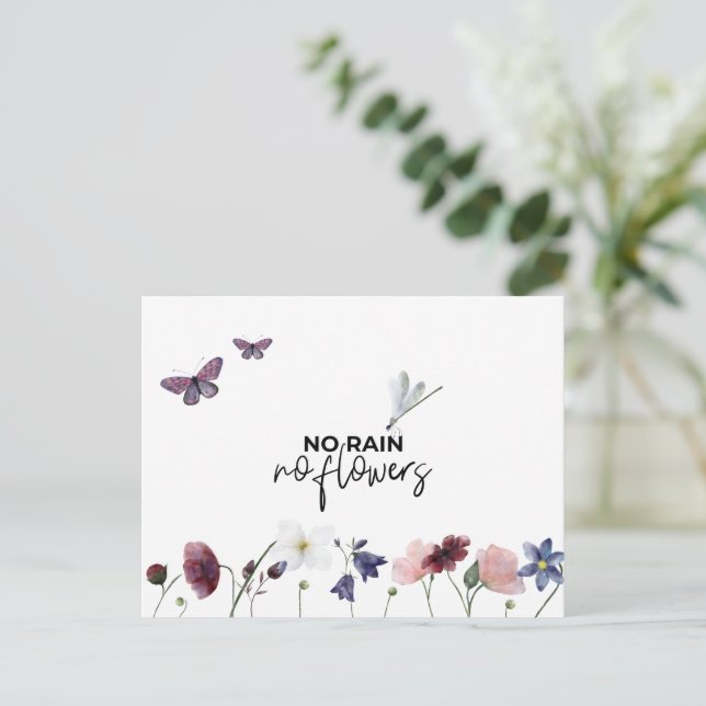 Postal Card (10,8 x 14,2 cm) - Rain And Flowers (Anverso de pie)