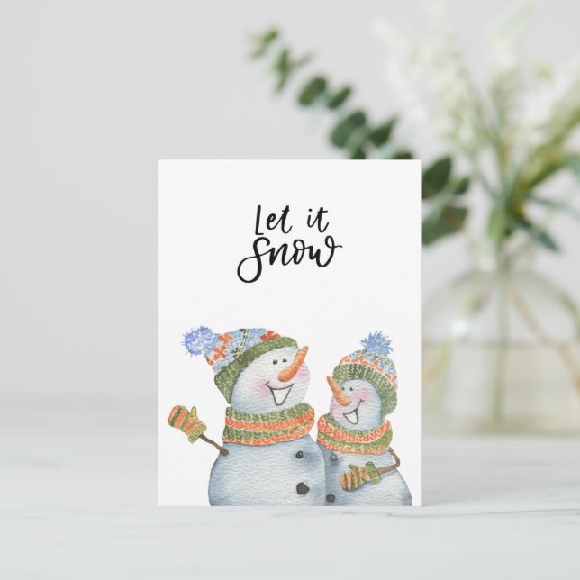 Postal Card (10,8 x 14,2 cm) - Two Snowmen (Anverso de pie)