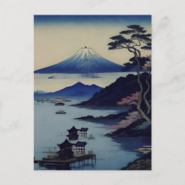 Postal Card - Lake, Pine and Mountain - Japan