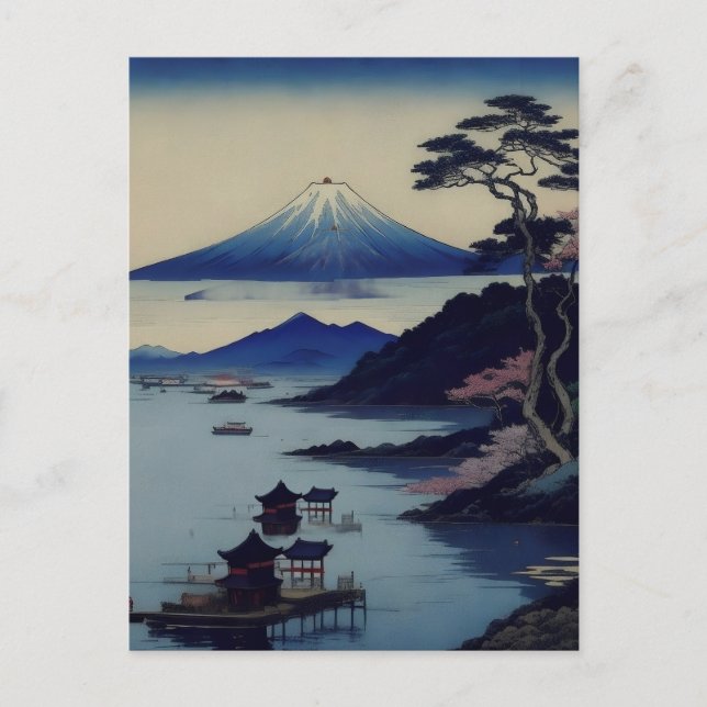 Postal Card - Lake, Pine and Mountain - Japan (Anverso)