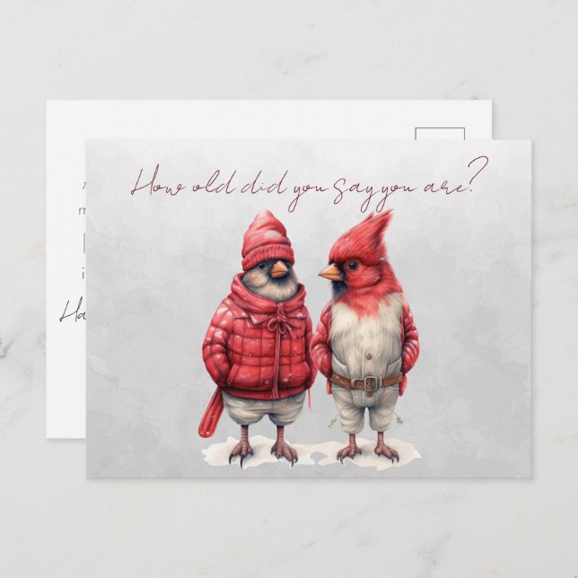 Postal Cardenal Birday Card ¿Qué edad dijiste que eras? (Anverso / Reverso)