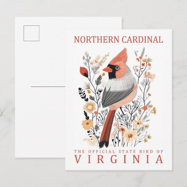 Postal Cardenal del norte de Virginia Travel (Anverso / Reverso)