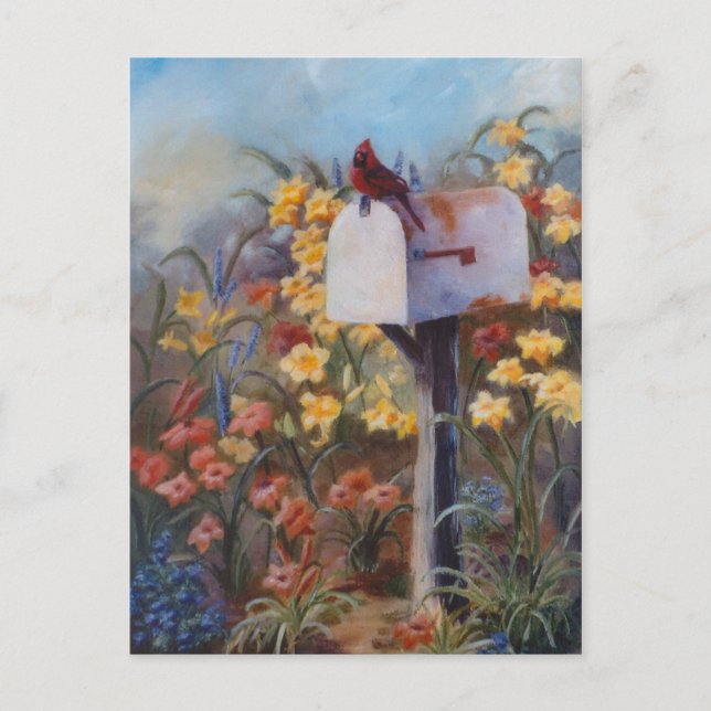 Postal Cardenal esperando el correo (Anverso)