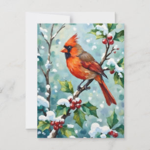 Postal Cardenal navidad en rama hueca