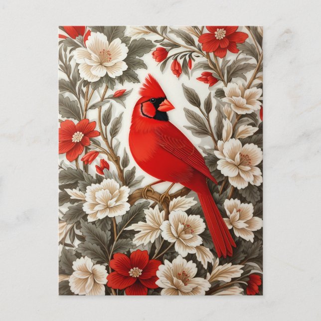 Postal Cardenal Norte Ave Hermosa Floral (Anverso)