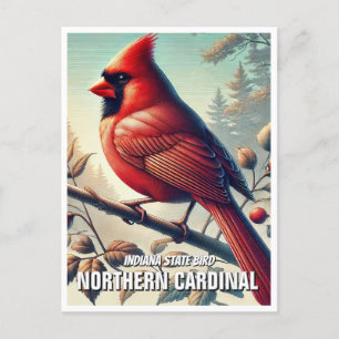 Postal Cardenal norte de aves del estado de Indiana