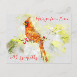 Postal Cardenal rojo acuarela mensajero del cielo