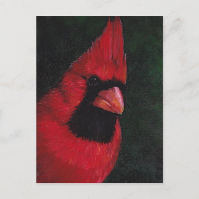 Postal Cardenal Rojo Cardinal Bird Art Postcard (Anverso)