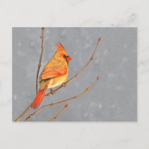 Postal Cardenal sobre pintura de bifurcaciones - Arte de