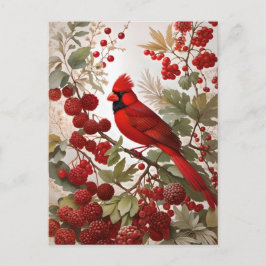 Postal Cardenales del norte de Bird Red Berries