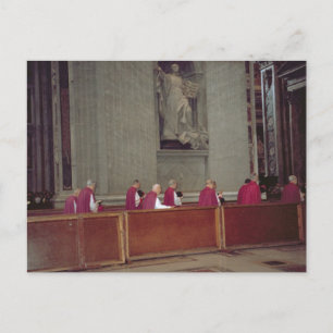 Postal Cardenales que acompañan al Papa Juan Pablo II