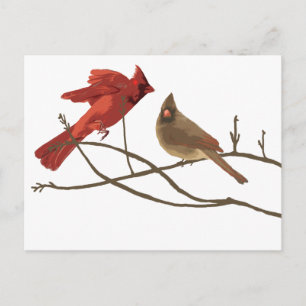 Postal Cardenales rojos festivos