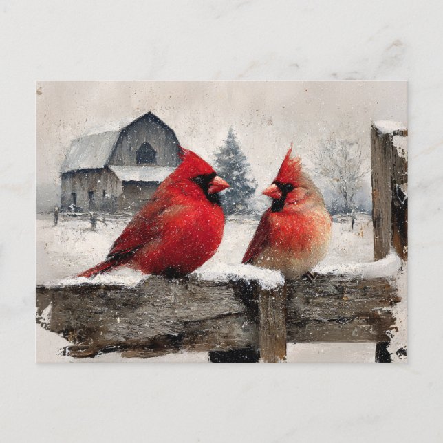 Postal Cardenales Vintage Farm (Anverso)