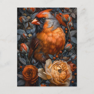 Postal Cardenales y Rosas