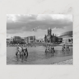 Postal Cardiff Bay, Cardiff, Gales - Blanco y negro