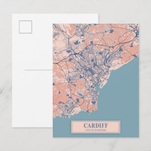 Postal Cardiff Reino Unido Mapa de la ciudad ventosa Viaj