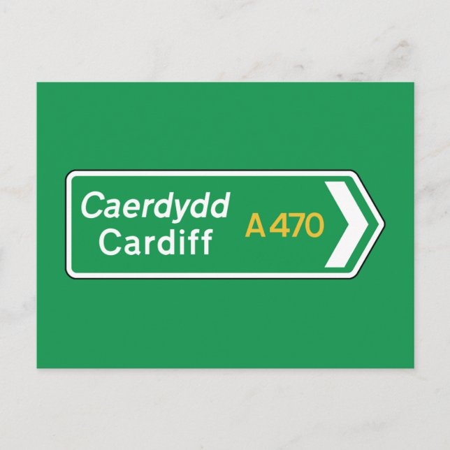 Postal Cardiff, Rótulo de carreteras del Reino Unido (Anverso)