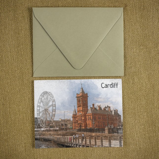 Postal Cardiff Wales Reino Unido Viajes de época (cardiff wales panorama view postcard)