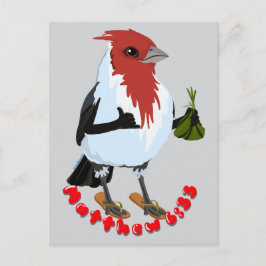 Postal CARDINAL DE CRESTA ROJA DE HAWAI—versículo de la B