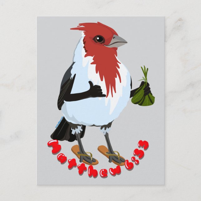 Postal CARDINAL DE CRESTA ROJA DE HAWAI—versículo de la B (Anverso)