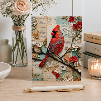Postal Cardinal Mixed Media
