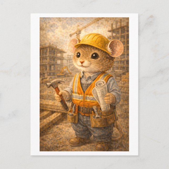Postal Career Mouse as Construction Worker (Anverso)
