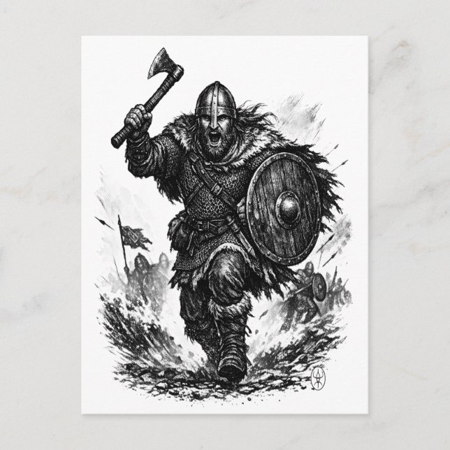 Postal Carga de Guerrero Vikingo - Batalla de Tinta (Anverso)