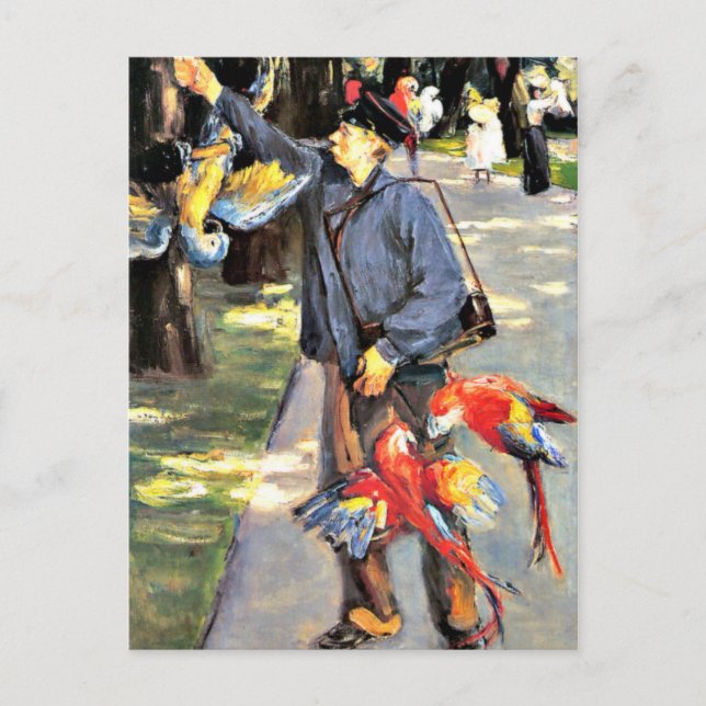 Postal Cargador de loro en Artis, pintura de Max Lieberma (Anverso)