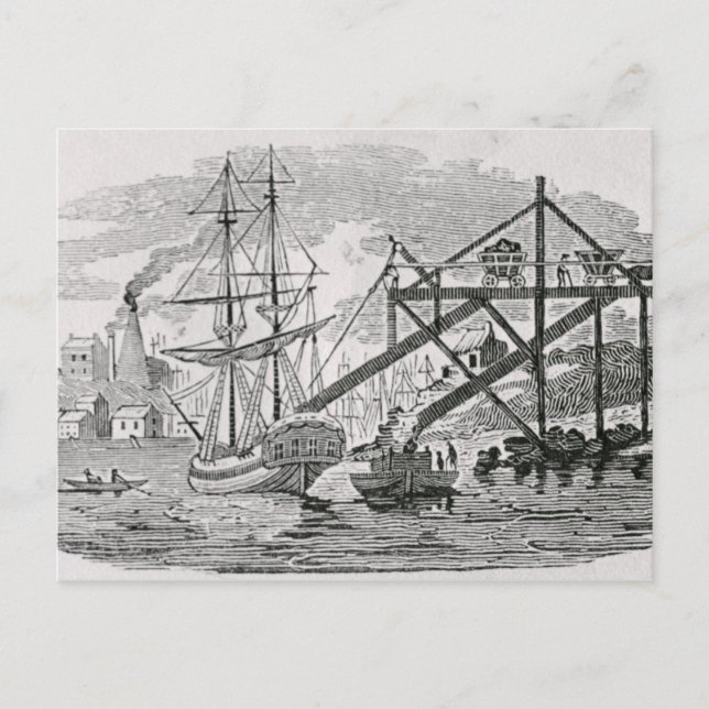 Postal Cargando carbón en los buques de carga (Anverso)