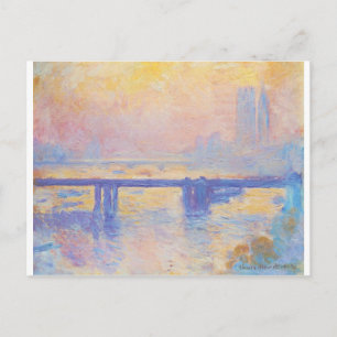 Postal Cargando el puente cruzado por Claude Monet