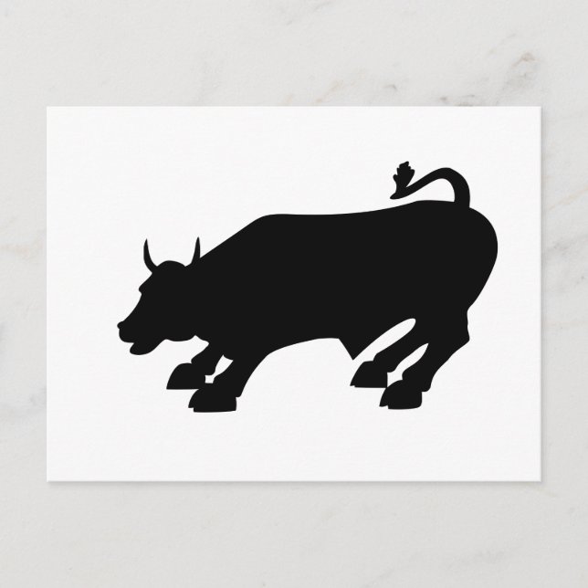 Postal Cargando el toro negro de Wall Street (Anverso)