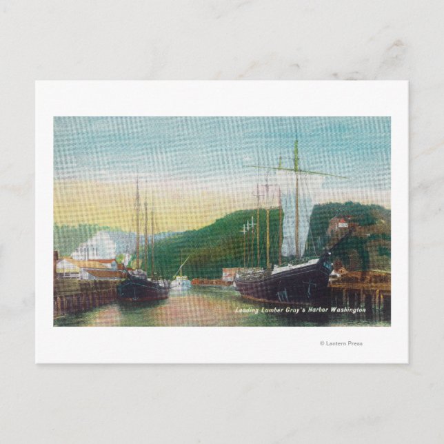 Postal Cargando madera en la escena de los escolares (Anverso)