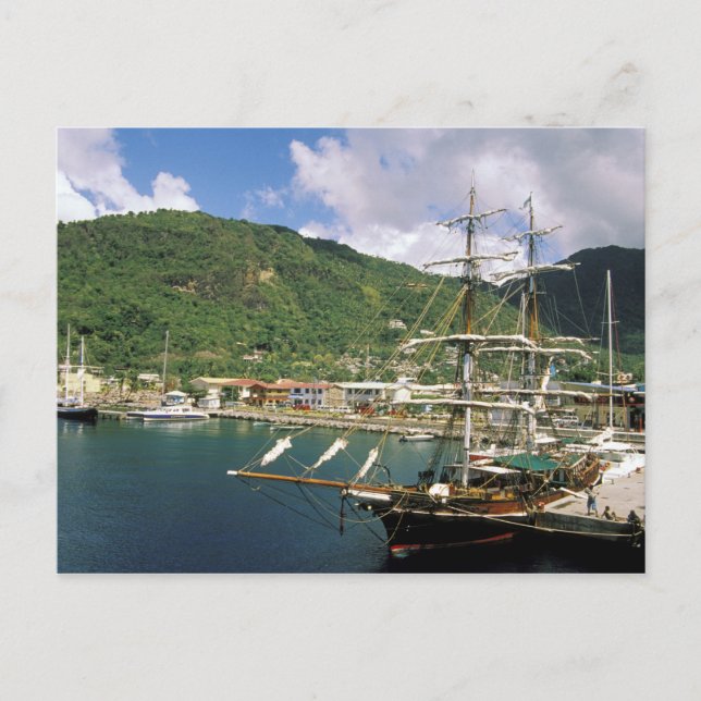 Postal Caribe, Santa Lucía, Soufriere. Barcos en (Anverso)